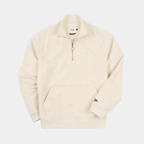 [드레익스] Drake&#039;s_Ecru Cotton Quarter Zip Sweatshirt